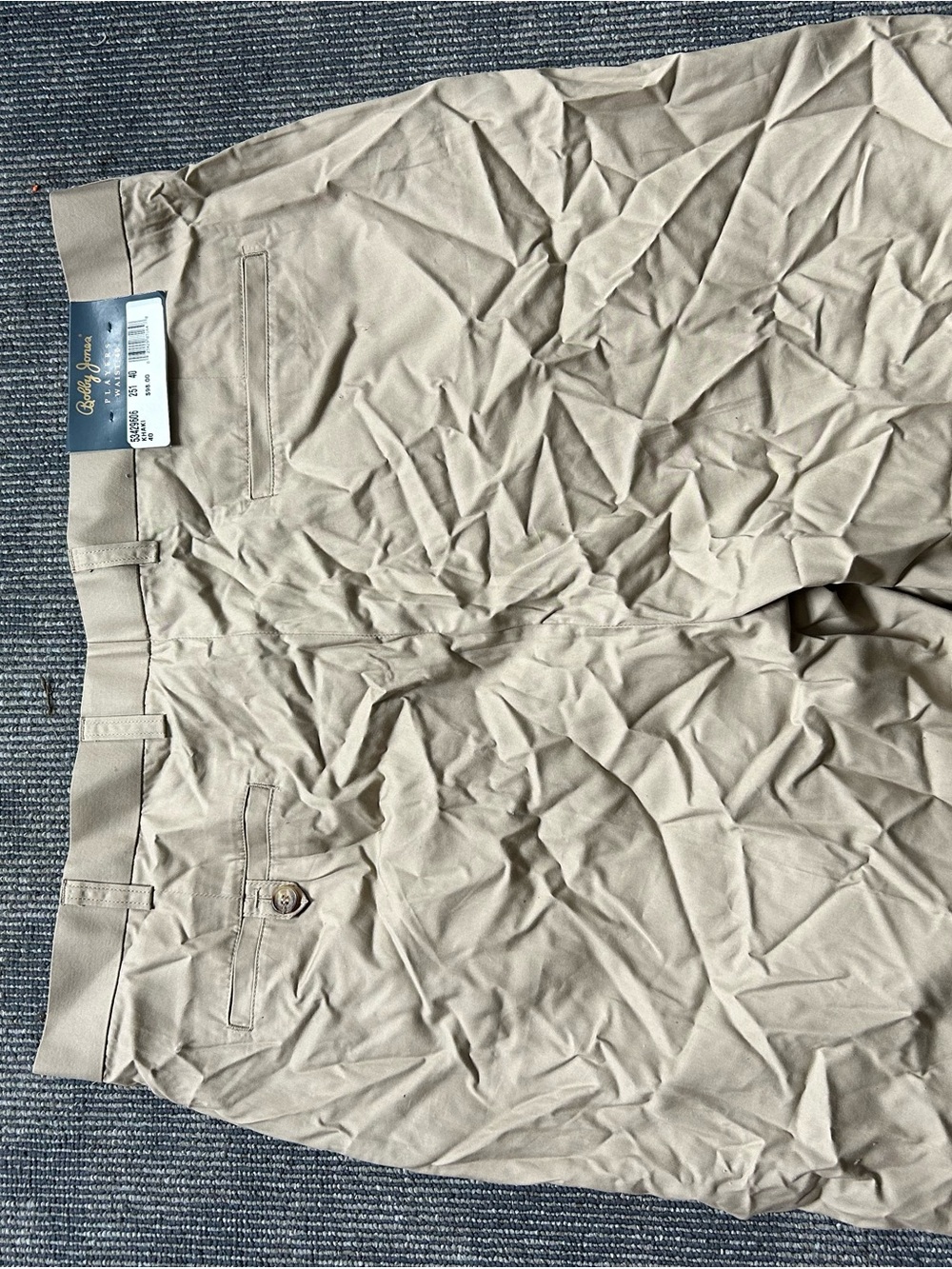 Bobby Jones Khaki/Tan Golf Shorts with Navy Logo Trim - Picture 3 of 4